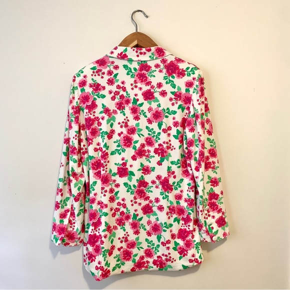 For Love & Lemons Tanner Boyfriend Linen Blend Blazer Floral Print Women Sz XL - Picture 2 of 11